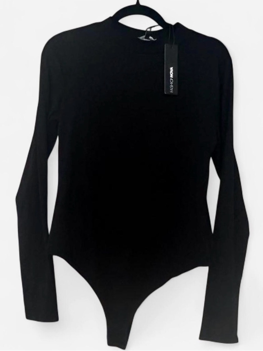 Fashion Nova Black Long Sleeve Crewneck Bodysuit
